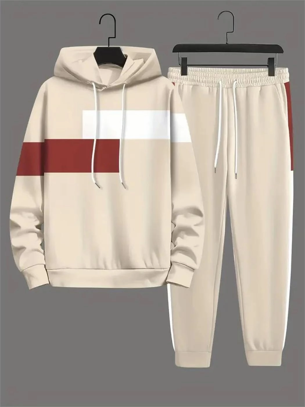 Dvbfufv Men's Casual Tracksuit Set Long Sleeve Drawstring Hoodies  Jogging Pants Set Gym Running Suits