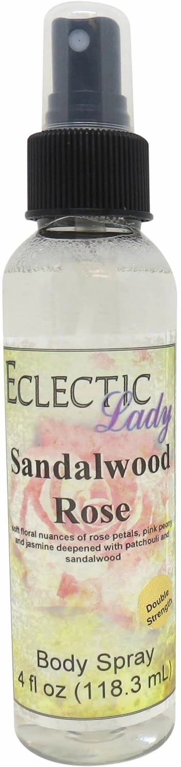 Eclectic Lady Sandalwood Rose Body Spray, Double Strength, 4 ounces, Body Mist for Women with Clean, Light & Gentle Fragrance, Cologne with Soft, Subtle Aroma For Daily Use