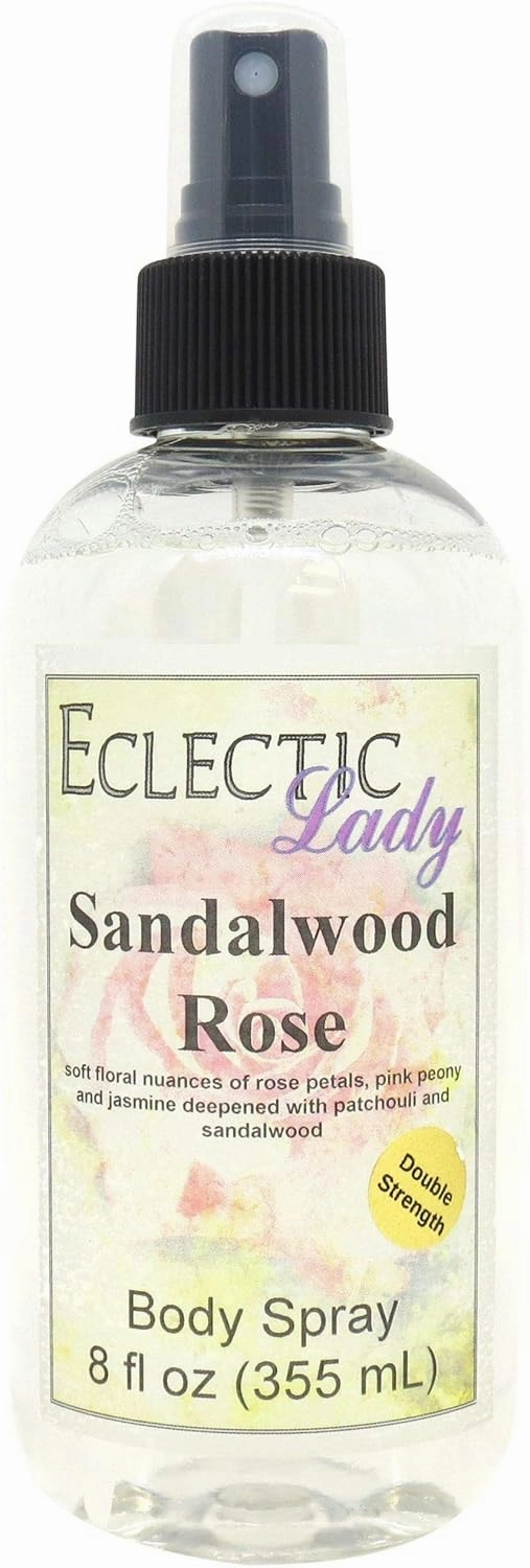 Eclectic Lady Sandalwood Rose Body Spray, Double Strength, 8 ounces, Body Mist for Women with Clean, Light & Gentle Fragrance, Cologne with Soft, Subtle Aroma For Daily Use