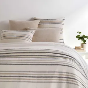 Ellison Stripe Linen Chenille Ivory Duvet Cover, Full/Queen Size, Ivory Stripe Pattern