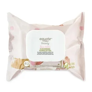 Equate Beauty Rose Water Cleansing Towelettes, 40 Pre-moistened Wipes (Pack of 2)