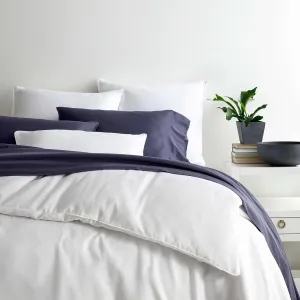 Essential Sateen White Duvet Cover, Full/Queen Size, White Solid Pattern