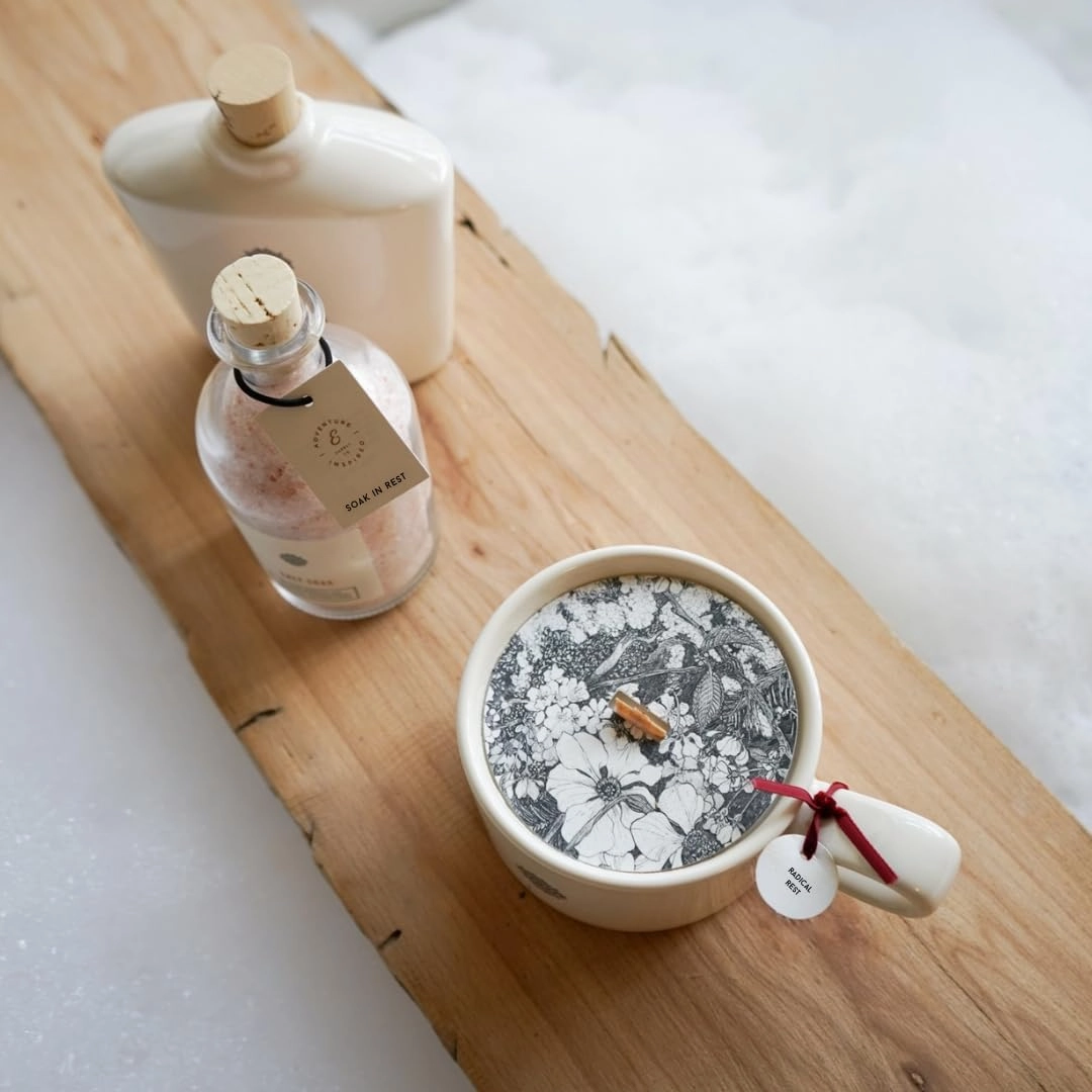 Ethics Supply Co. Soak in Rest Luxury Bath Salts - Jasmine, Coconut Milk, Rose & Fig, Relaxing & Hydrating Scented Bath Soak for Women & Men - 8oz