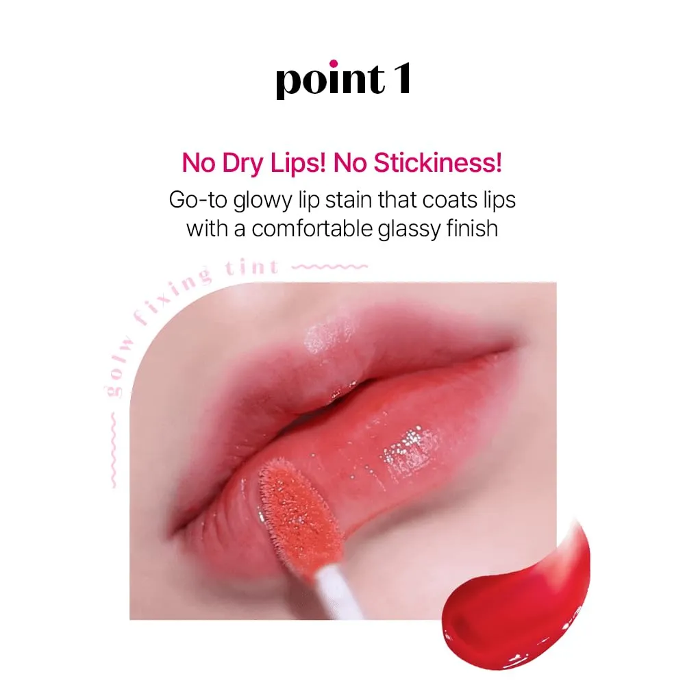 ETUDE Glow Fixing Tint #2 Mellow Pink | Non-sticky Glossy Shine Lip stain | Fills up with comfortable moisture | Tinting for dry lips