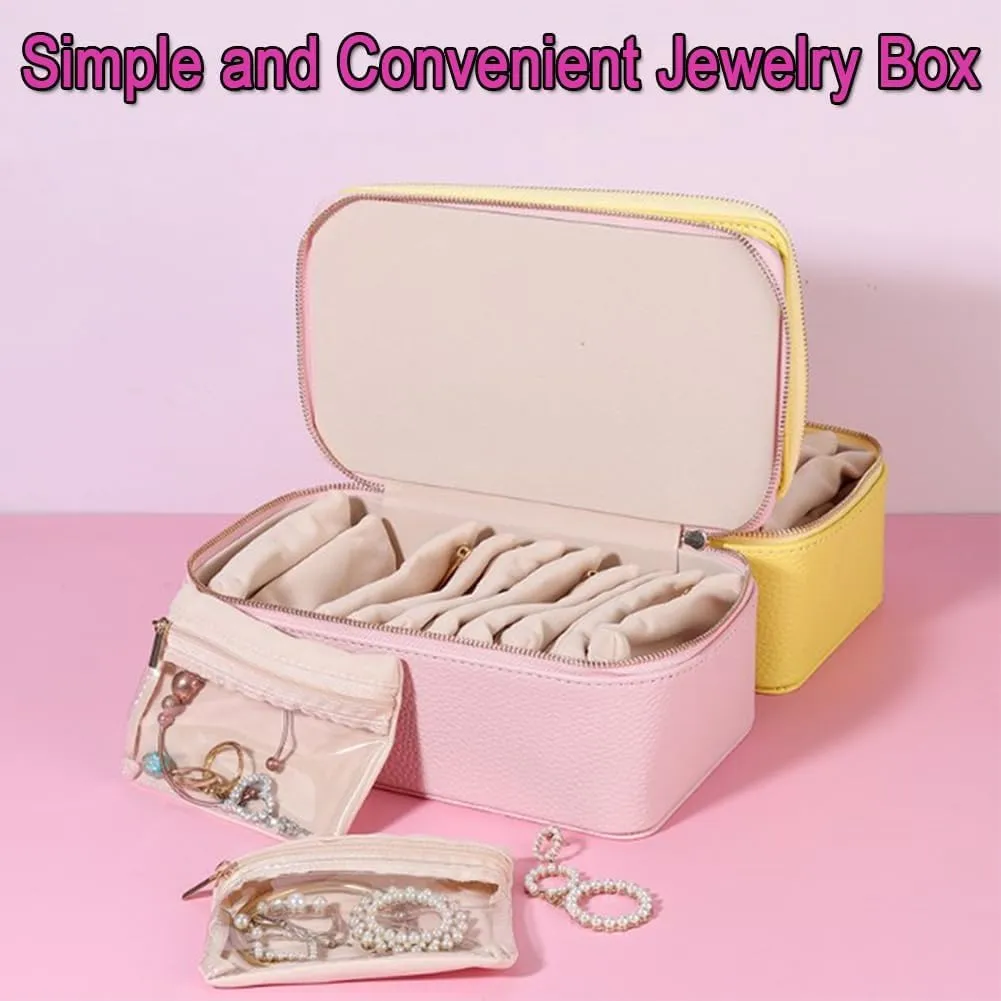 Familiarn Travel Jewelry Box with 12 Small Pouches, 2025 New Portable PU Flannel Leather Jewelry Organizer, 8.5×3.5×4.5IN Jewels Box for Necklace Rings Girls Birthday Gifts (Green)
