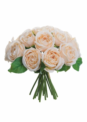 Faux Flower Bouquet of Roses in Peach Blush - 8.5"