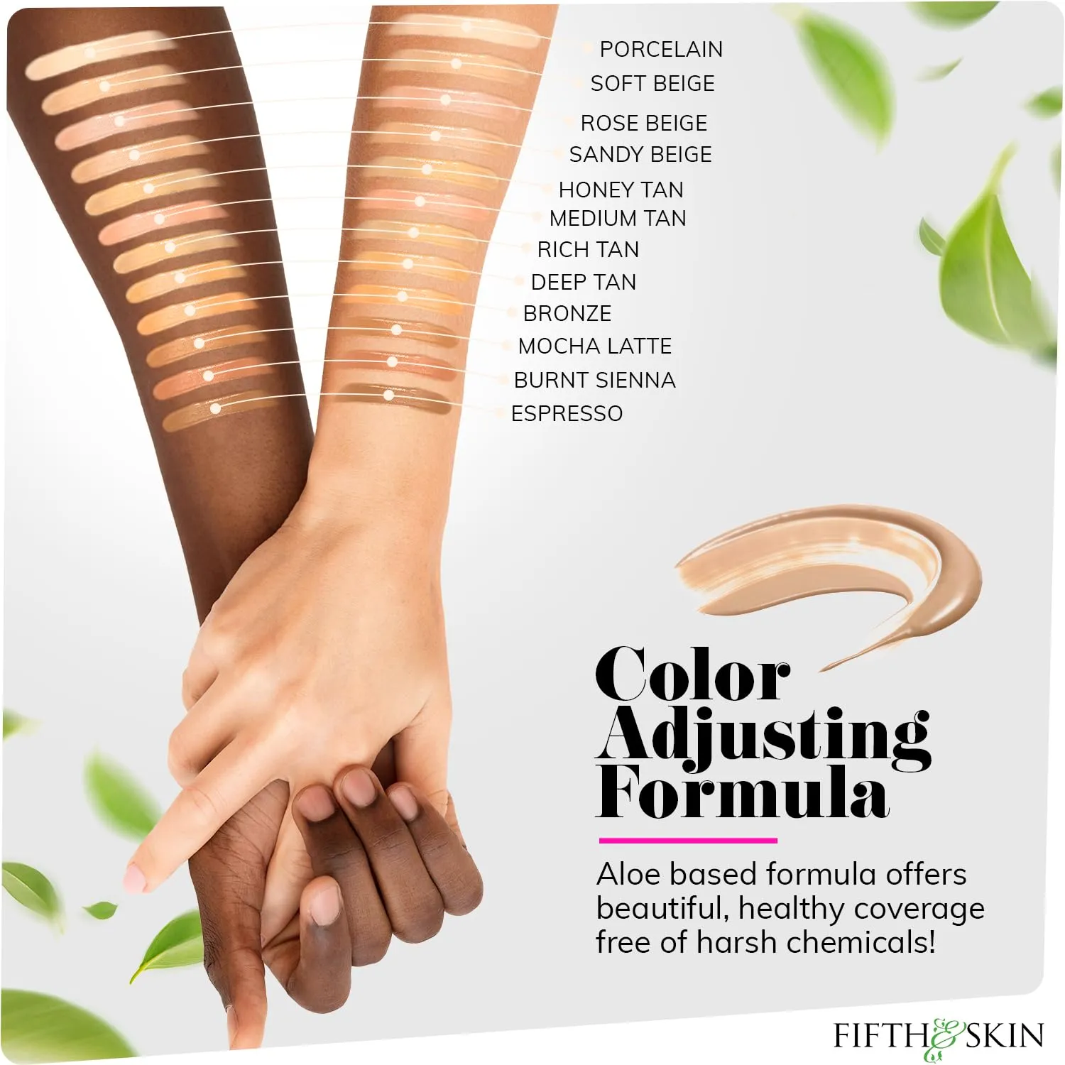 Fifth & Skin: Better’n Ur Skin Liquid Foundation (SANDY BEIGE) - Natural, Organic, Vegan, Cruelty-Free - Gluten-Free Beauty with Buildable Coverage and Palm-Free Luxury - 1 oz