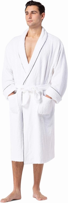 Fishers Finery Men's EcoFabric Resort Terry Robe - Full Length Bathrobe; Rolled Cuffs, Shawl Collar