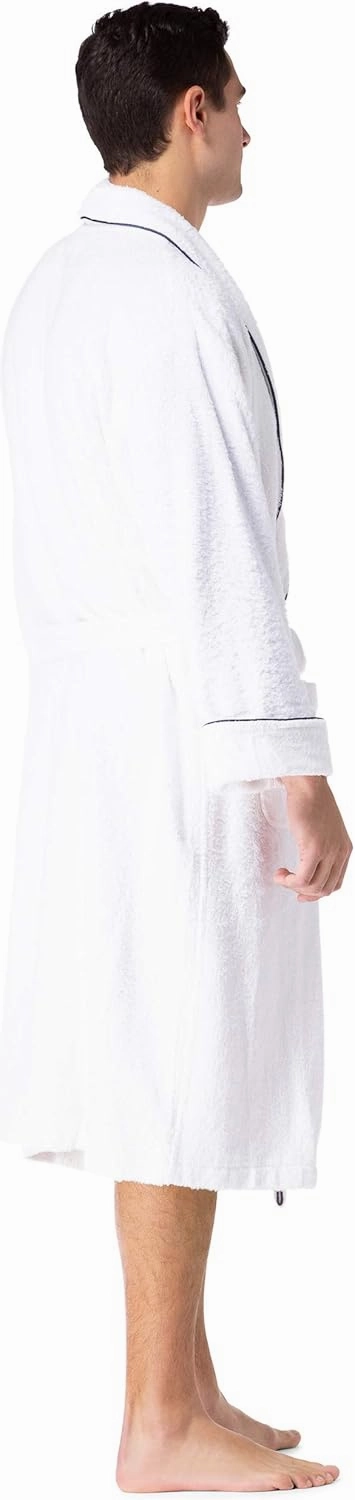 Fishers Finery Men's EcoFabric Resort Terry Robe - Full Length Bathrobe; Rolled Cuffs, Shawl Collar