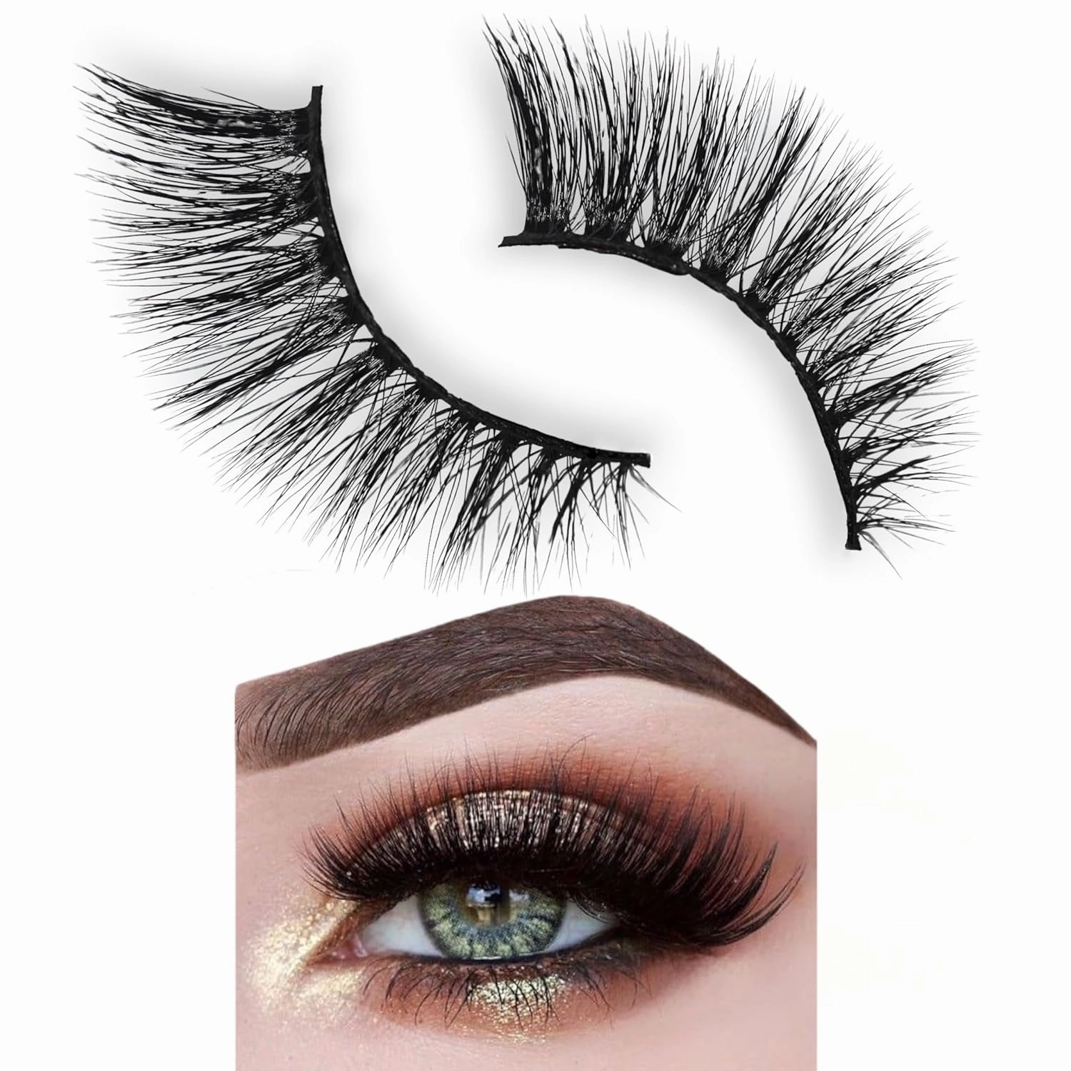 Flawless Faux Mink False Eyelashes - Full Volume, Double Layered, Extra Long Eyelash Extensions, Eye Lifting, Dramatic Cat-Eye Effect 3D Fake Eyelashes - Vegan & Cruelty-Free