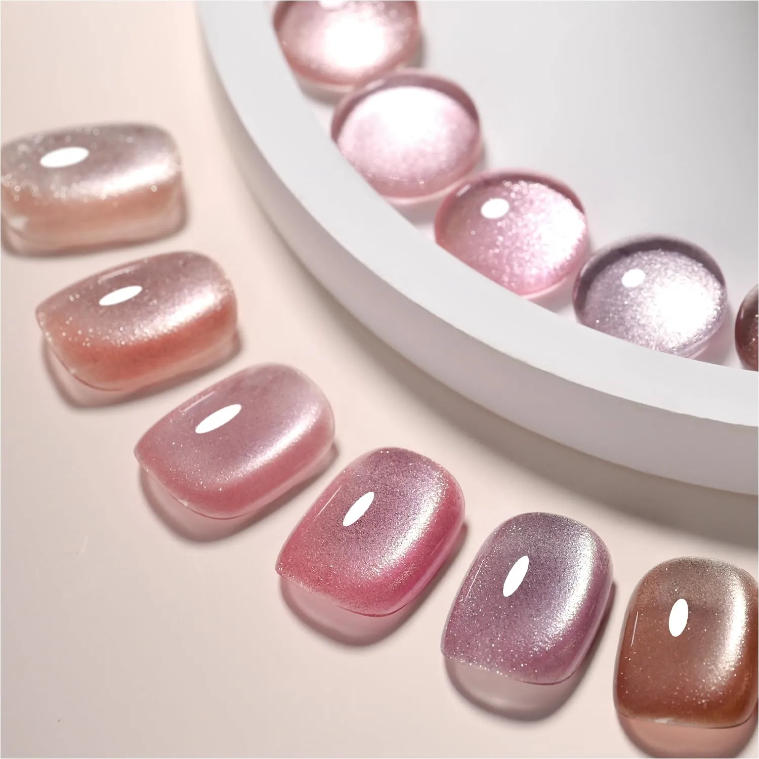 GAOY Pink Ocean Cat Eye Gel Nail Polish Set with Magnet for Holographic Cat Eye, Salon Gel Manicure and Nail Art DIY at Home