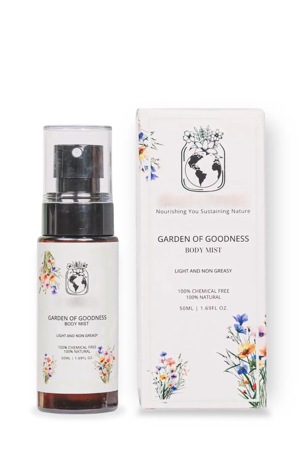 Garden of Goodnes Body Mist Nargis 50ml | Natural Hydrating Spray for Men & Women | Luxury Floral Fragrance with Mogra, Lily, Lotus | 1.69 Fl Oz
