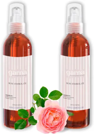 Garna Rose Water Spray 6.8 fl oz (Pack of 2): Pure Rosewater Hydrating Face Toner & Hair Mist for Natural Beauty Regimens and Heritage Care