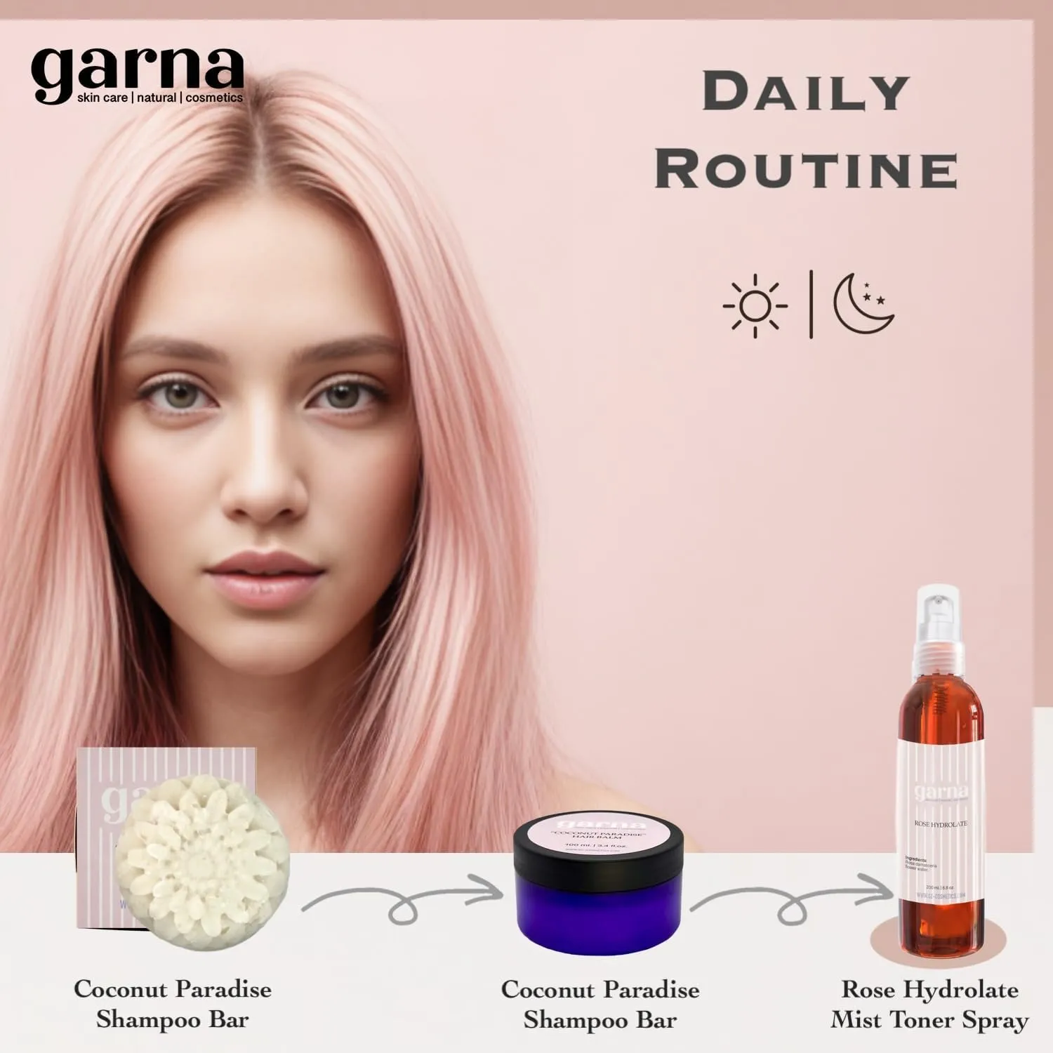 Garna Rose Water Spray 6.8 fl oz (Pack of 2): Pure Rosewater Hydrating Face Toner & Hair Mist for Natural Beauty Regimens and Heritage Care