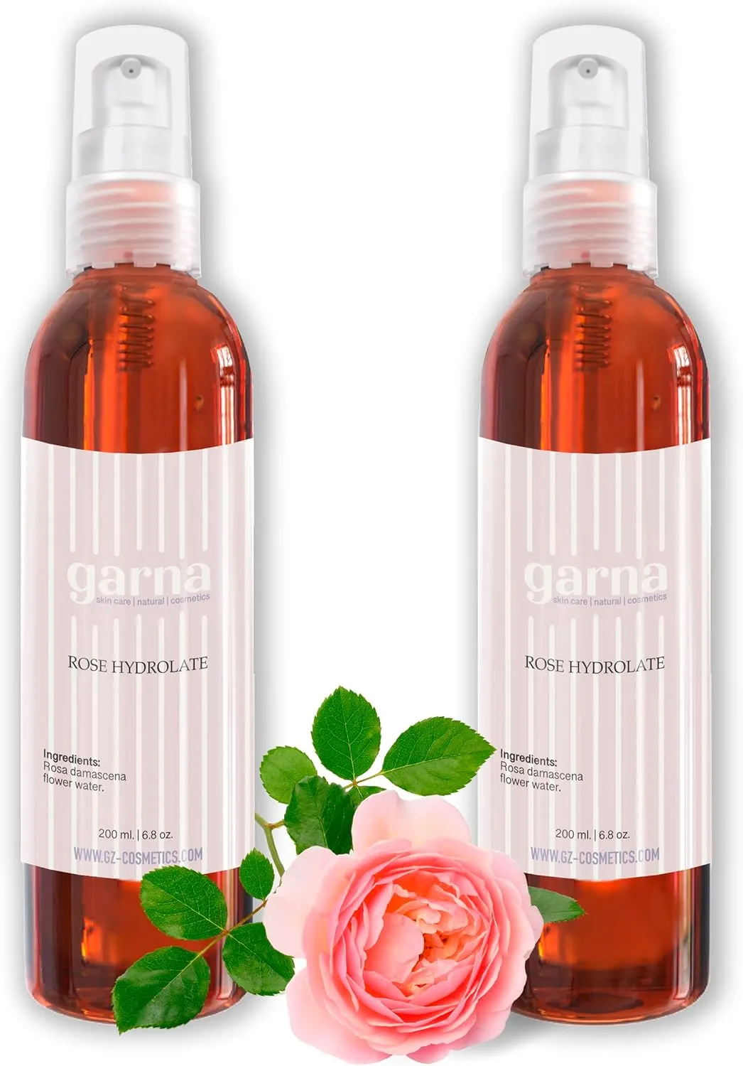 Garna Rose Water Spray 6.8 fl oz (Pack of 2): Pure Rosewater Hydrating Face Toner & Hair Mist for Natural Beauty Regimens and Heritage Care