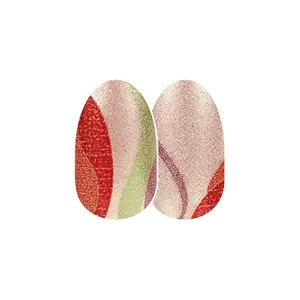 Get in Line - Color Street Nail Strips, Orange, Purple, Red & Sage Waves on Shimmer Gold Background (FDS601)