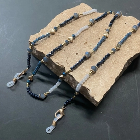 Glitzy Beaded Glasses Chain Holder - Navy