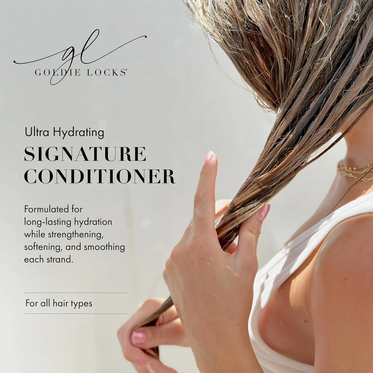 Goldie Locks Ultra Hydrating Signature Conditioner, Safe for Extensions & Color Treated Hair, Moisturizing, Revives Split Ends, Protects Against Dryness, Frizz, Adds Shine & Hydration, 8.45 fl oz