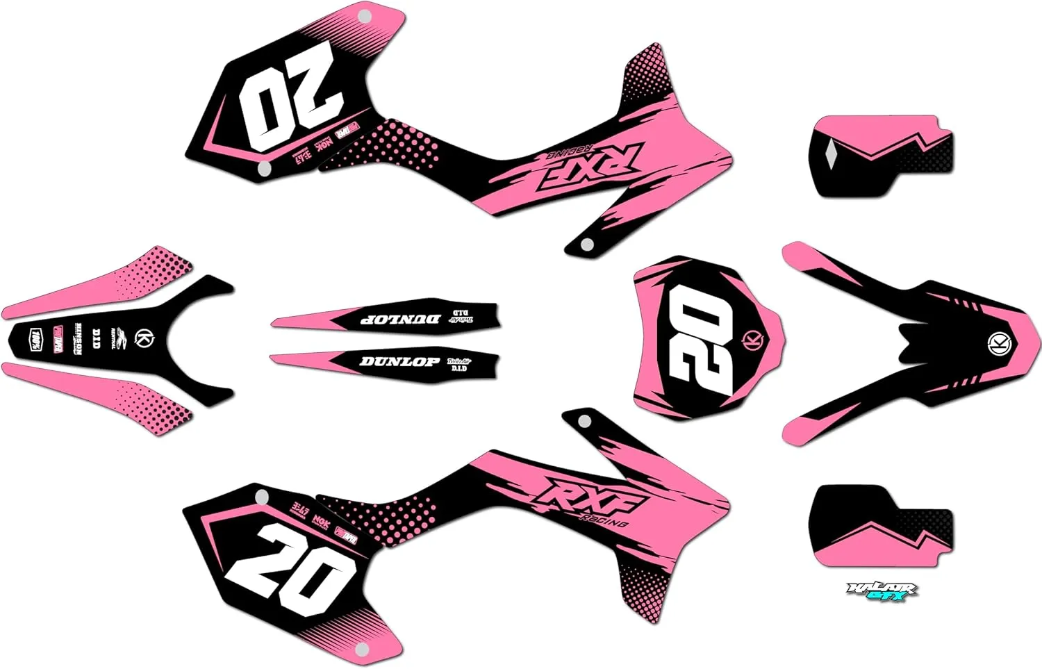 Graphics Kit for Apollo RXF Freeride (All Years) Spear Series Pink 09 Mil-Dirt Pit Bike Motorcycle Stickers,Dirtbike Racing Decal Automotive Motocross Accessories no Plastics