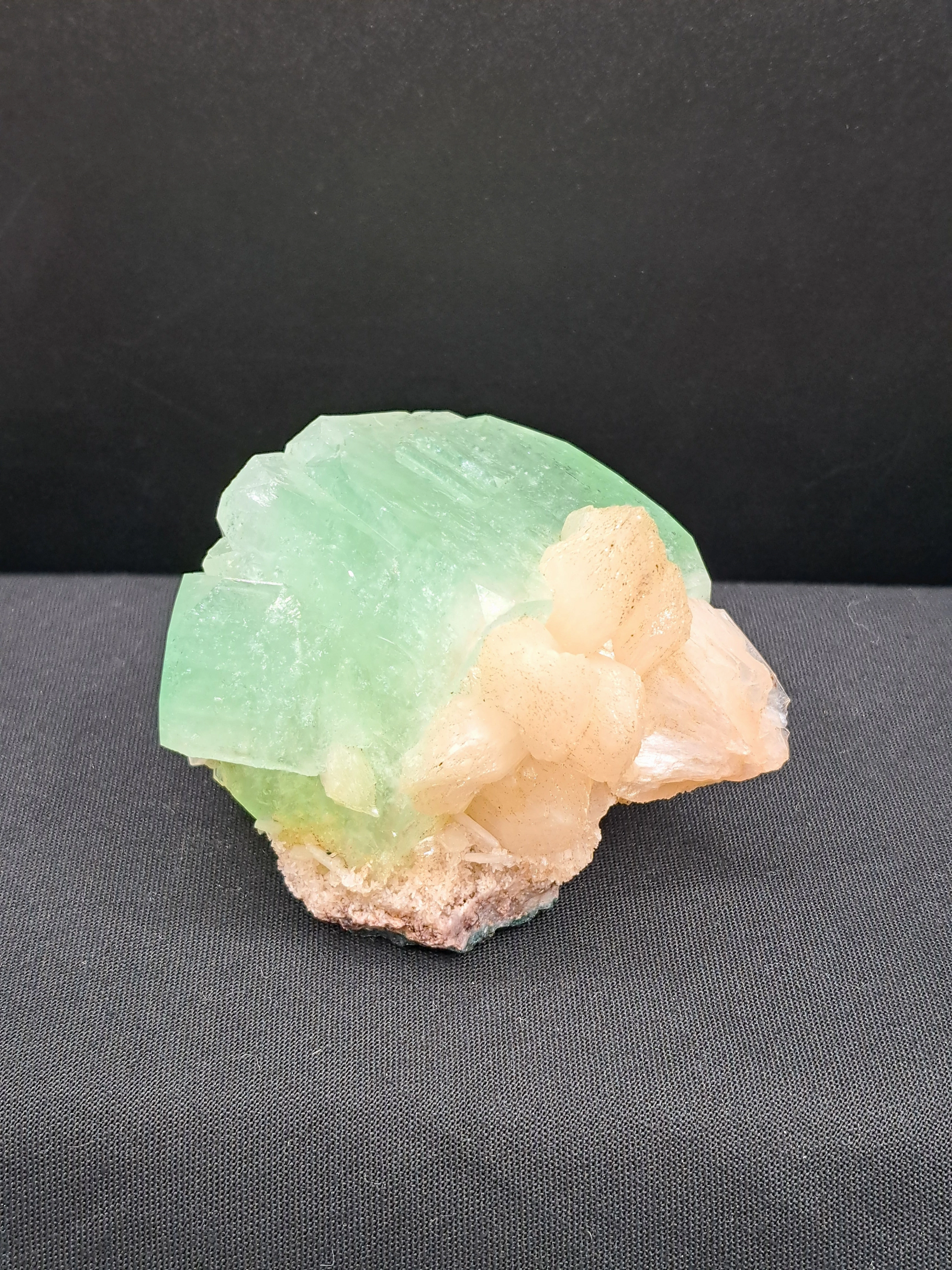 Green Apophyllite with Peach Stilbite
