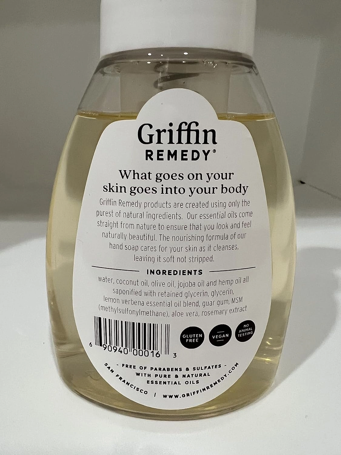 Griffin Remedy Foaming Hand Soap - Lemon Verbena Essential Oils and Organic MSM, Moisturizing, All-Natural, Paraben-Free 8 fl oz, 2 count