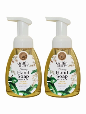 Griffin Remedy Foaming Hand Soap - Lemon Verbena Essential Oils and Organic MSM, Moisturizing, All-Natural, Paraben-Free 8 fl oz, 2 count