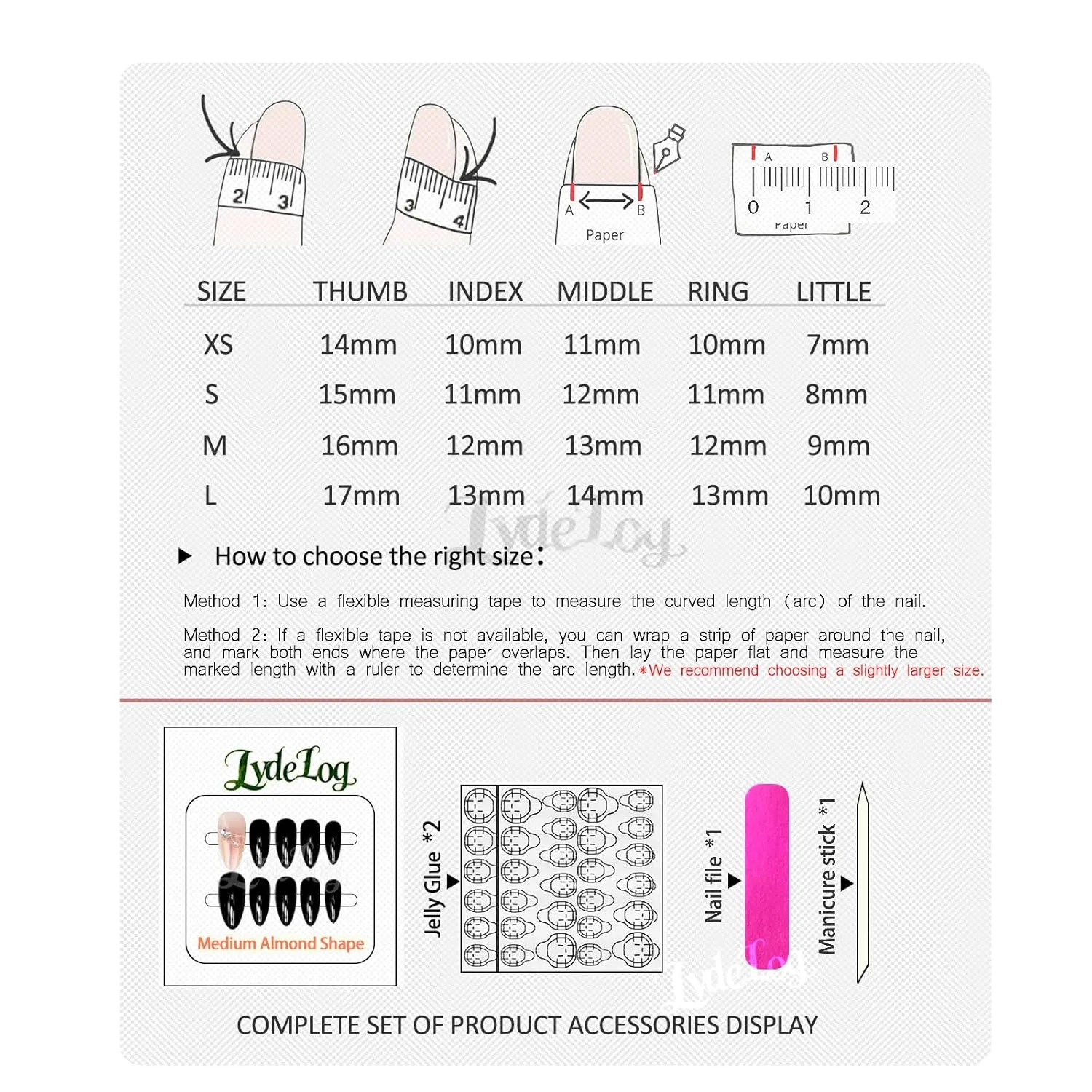 Handmade Press on Nails with Glue Handcraft Shimmery Pink Tips with Pearl Edging & 3D Crystal Butterfly, Medium Almond Shape 10pcs (Butterfly Whisper - S)