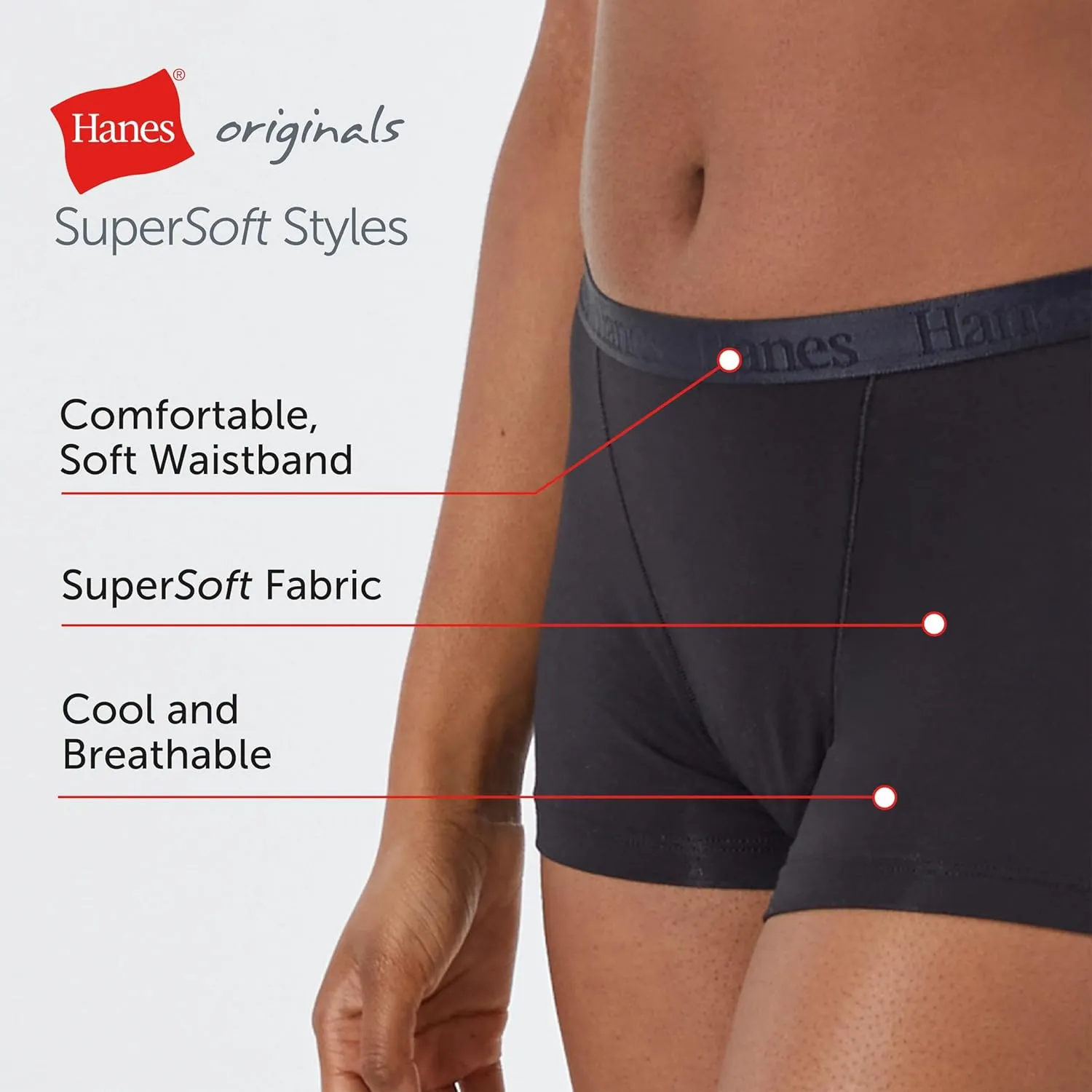Hanes Women's Originals Ultra SuperSoft Boxer Brief Underwear (5-Pack)