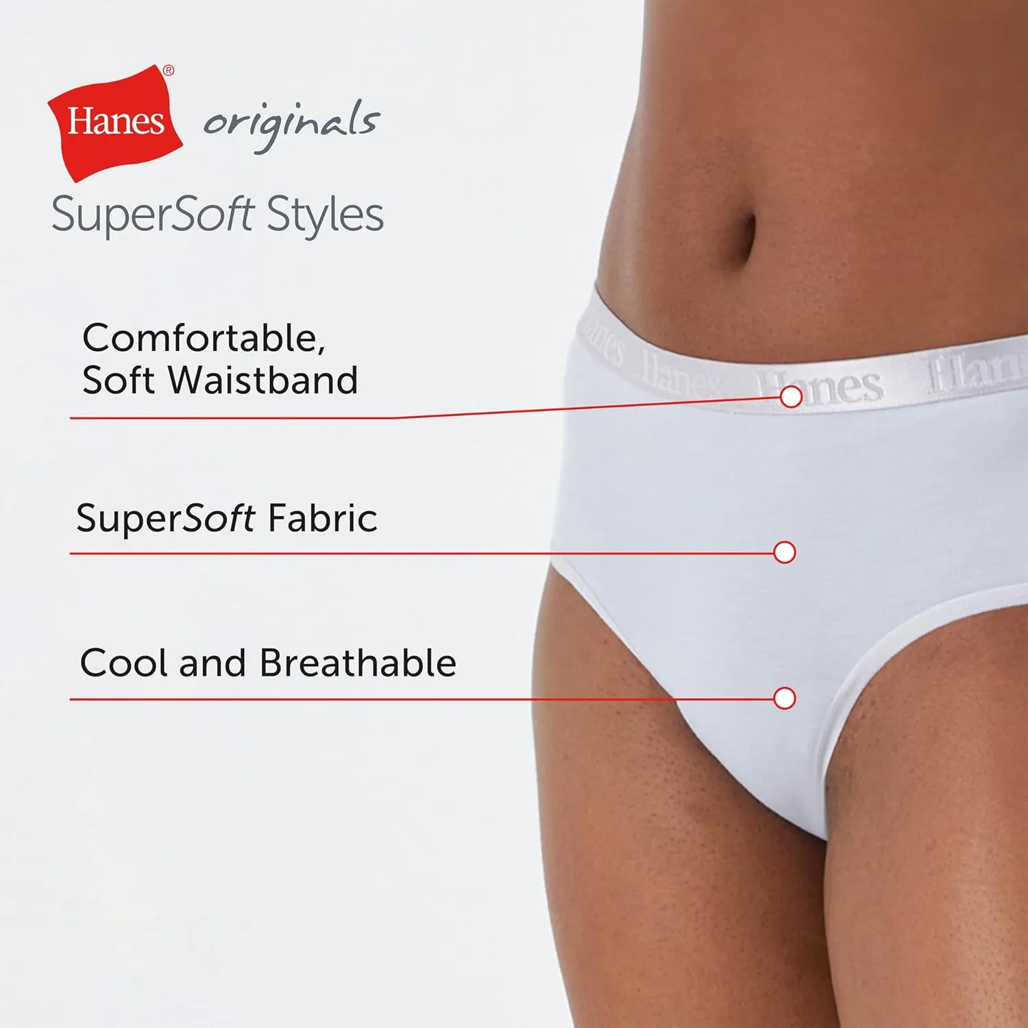 Hanes Women's Originals Ultra SuperSoft Hipster Underwear (5 Pack)