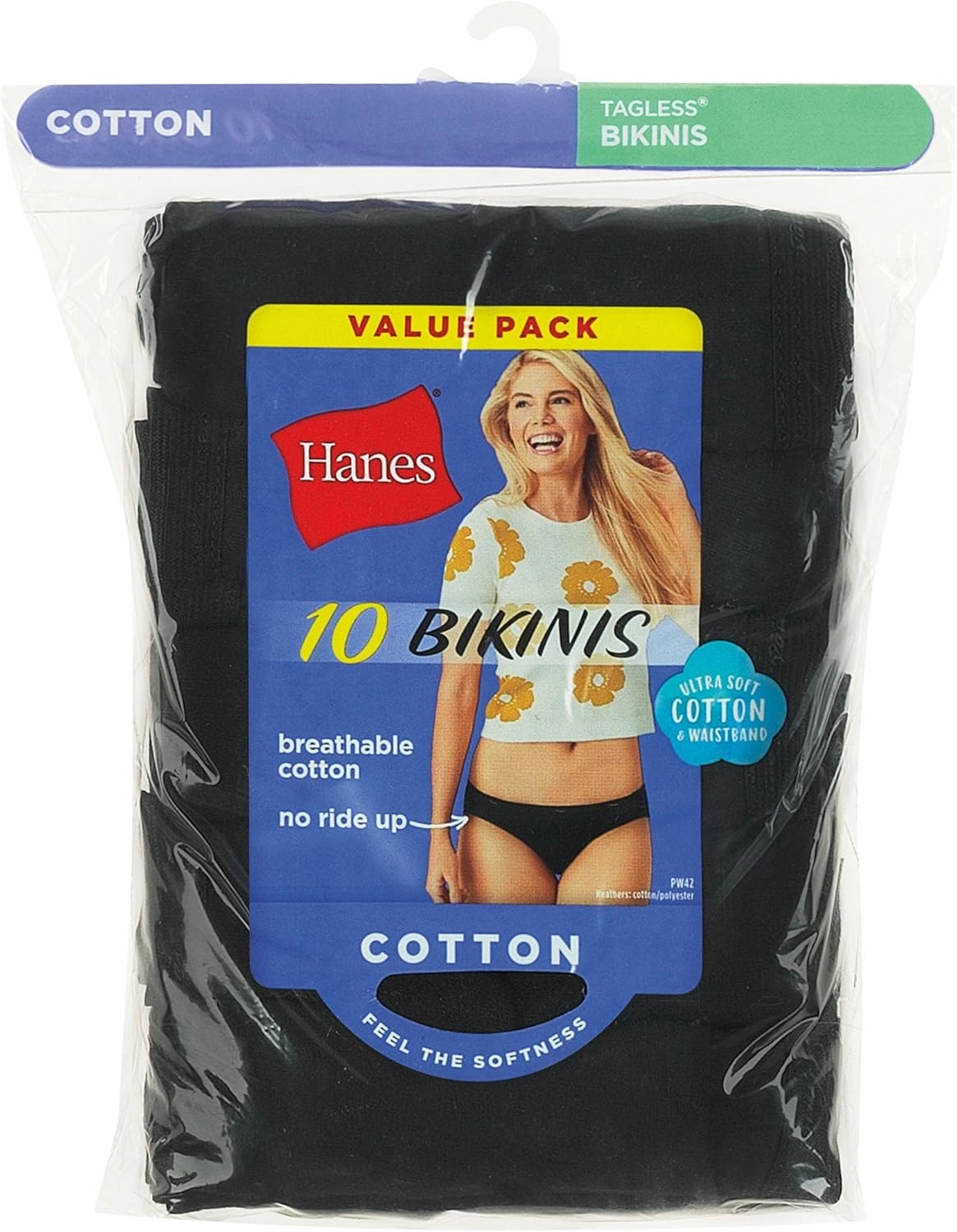 Hanes Women's Bikini Underwear Pack, Classic Cotton Bikini Panties, 10-Pack (Colors May Vary)