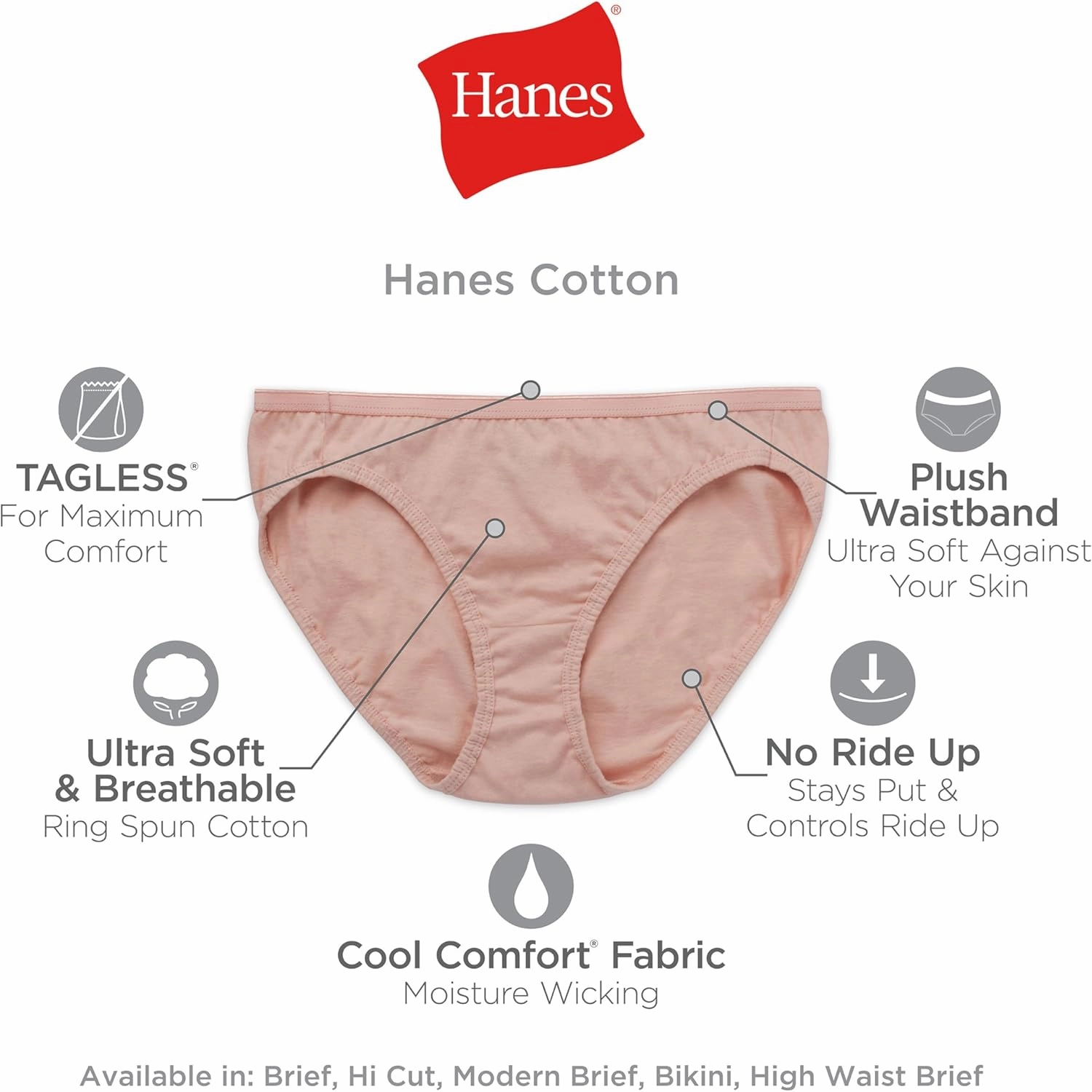 Hanes Women's Bikini Underwear Pack, Classic Cotton Bikini Panties, 10-Pack (Colors May Vary)
