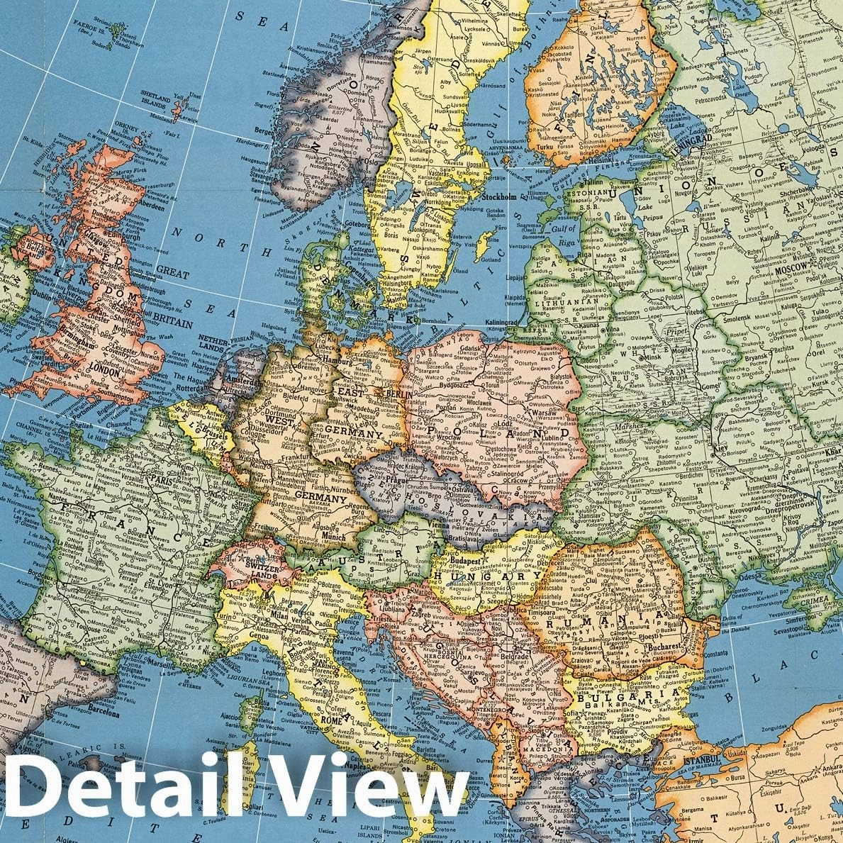 Historic Map : Case Map, Hammond's Europe and The Near East. 1957 - Vintage Wall Art - 67in x 44in