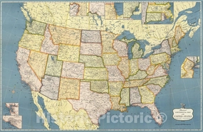 Historic Map : Case Map, Hammond's United States. 1957 - Vintage Wall Art - 68in x 44in