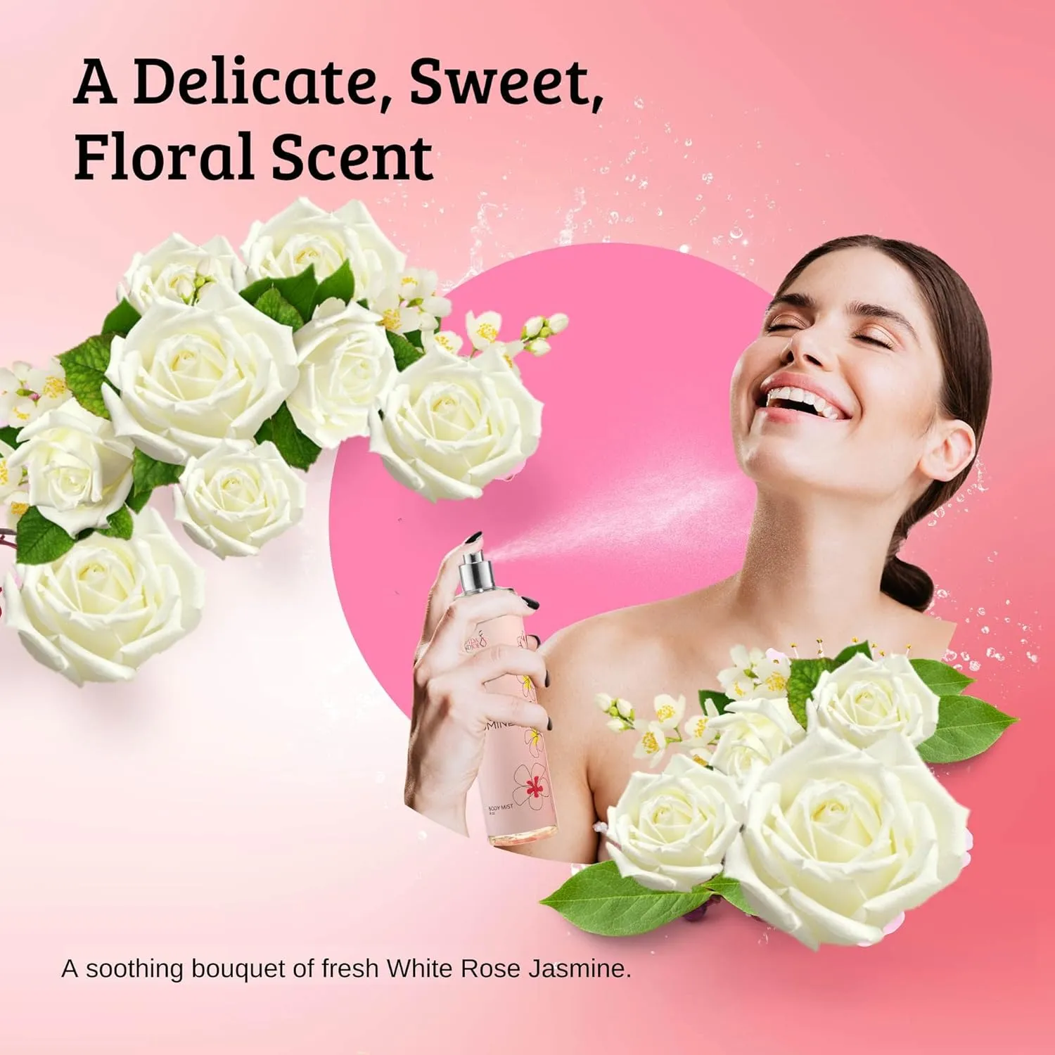 Home Spa Gift 10oz Deep Moisturizing Fragrance Body Lotion & 8 oz. Fine Fragrance Body Mist Set Luxury Self-Care Combo for Women & Girls (White Rose Jasmine)