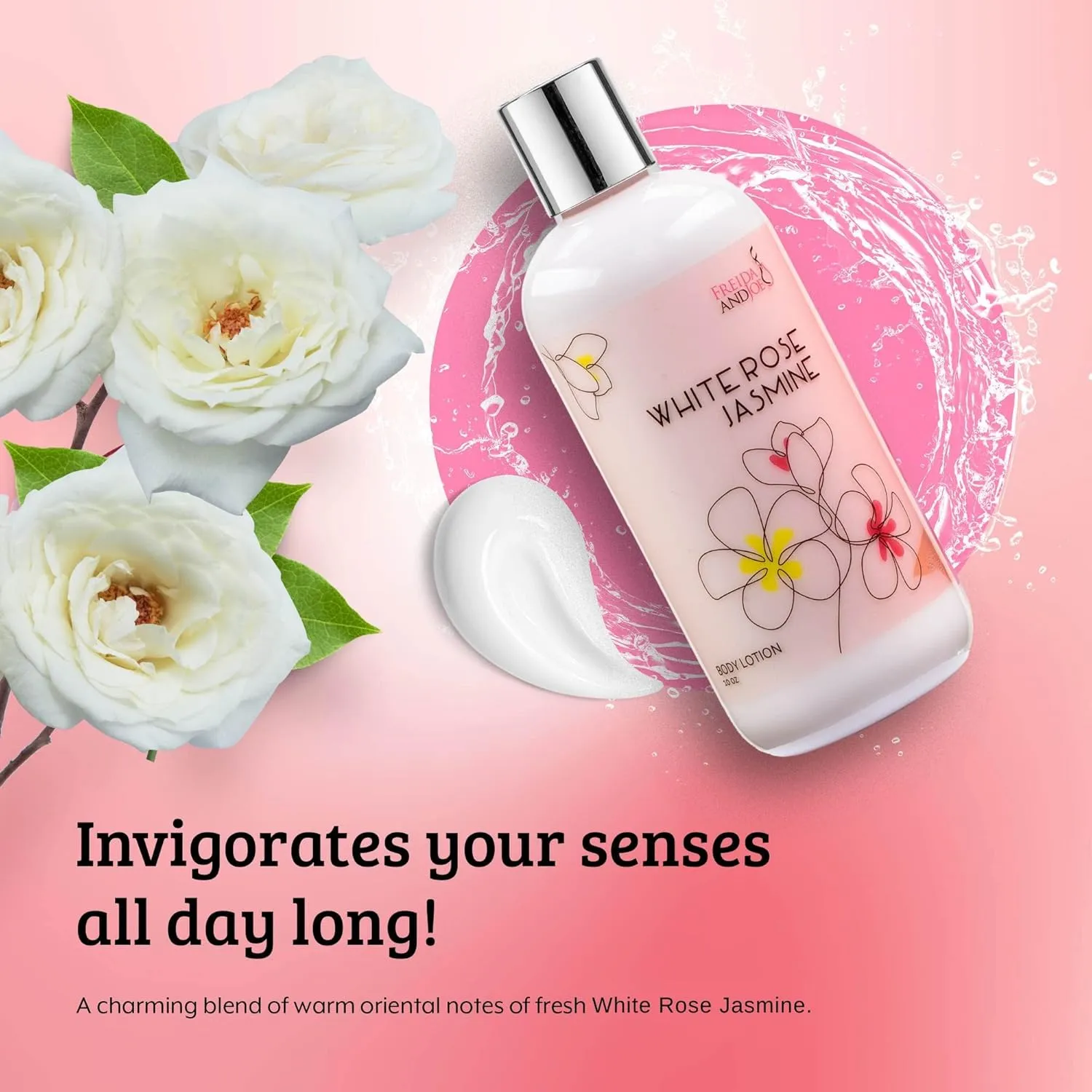 Home Spa Gift 10oz Deep Moisturizing Fragrance Body Lotion & 8 oz. Fine Fragrance Body Mist Set Luxury Self-Care Combo for Women & Girls (White Rose Jasmine)