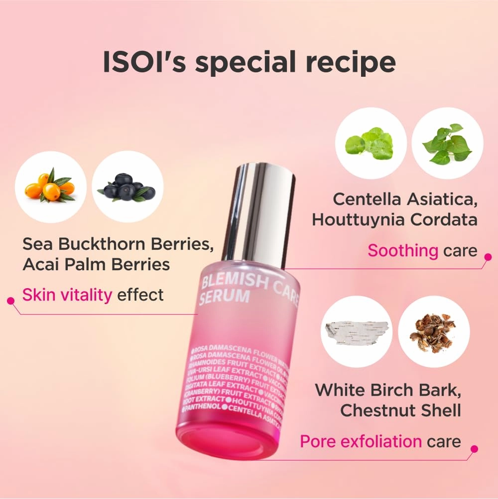 ISOI Blemish Care Up Serum Gift Set, Korean Skin Care for Hydration & Radiance – Full Size or 5-Step Travel Kit Options (5-Step Special Kit (1.77 fl.oz))
