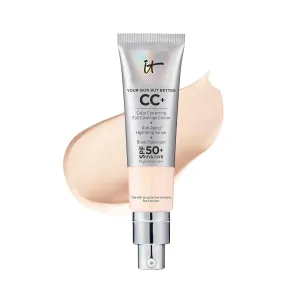 IT Cosmetics CC  Cream - Full-Coverage Foundation With SPF 50, Color Corrector & Anti-Aging Serum, Formulated With Niacinamide & Hyaluronic Acid, Natural Finish, For All Skin Types, 1.08 fl oz