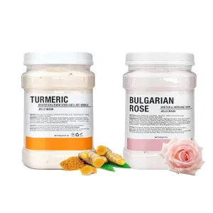 Jelly Mask Hydrating Deep Cleaning Detoxing Healing and Relaxing Premium Modeling Rubber For Facials Professional Set - 2 Treatments (Turmeric,Bulgarian Rose)