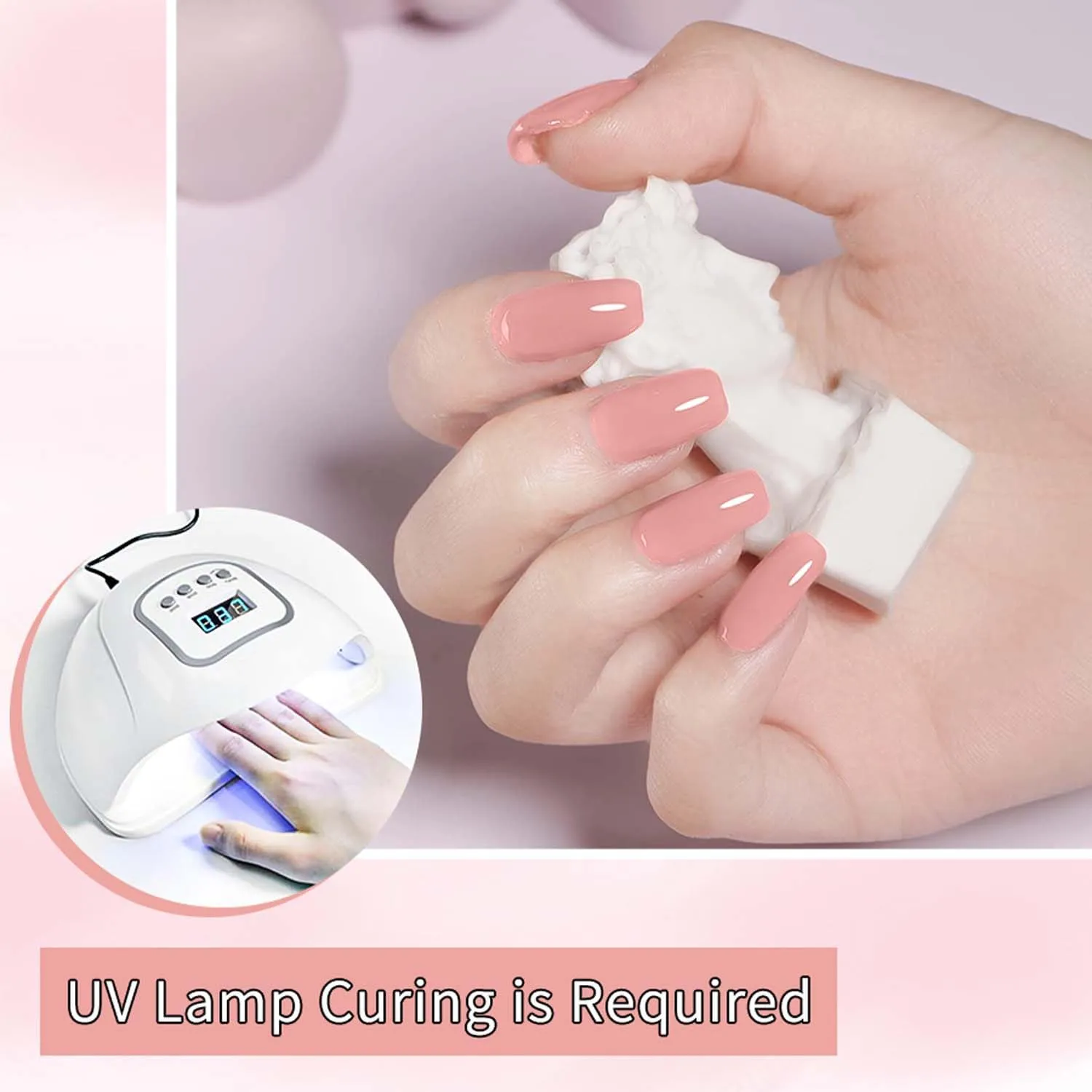 JR 9pcs 15ml Gel Nail Polish Set Black White Pink Series Gel Polish Kit UV LED Soak Off Nail Art Salon at Home DIY Gift A