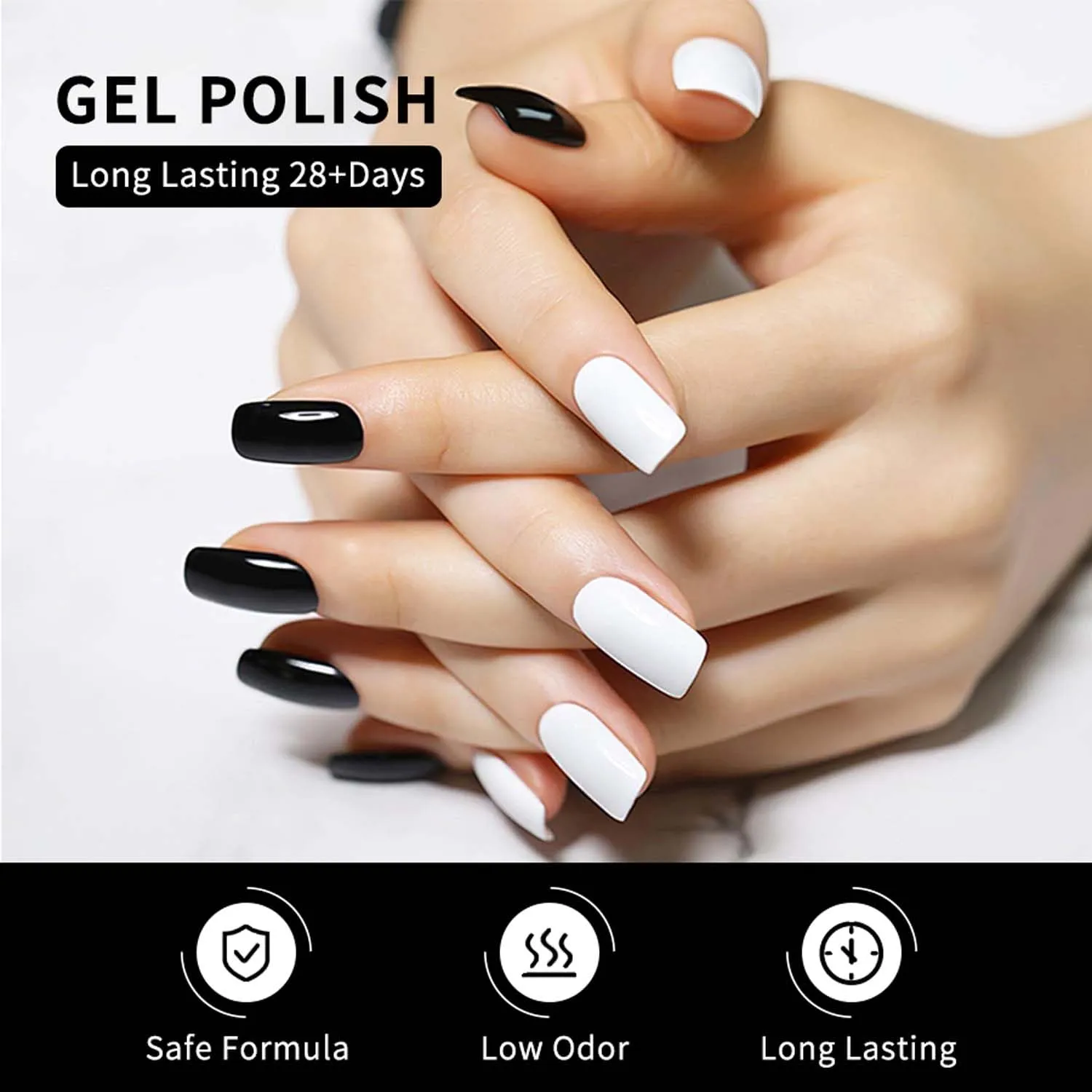 JR 9pcs 15ml Gel Nail Polish Set Black White Pink Series Gel Polish Kit UV LED Soak Off Nail Art Salon at Home DIY Gift A