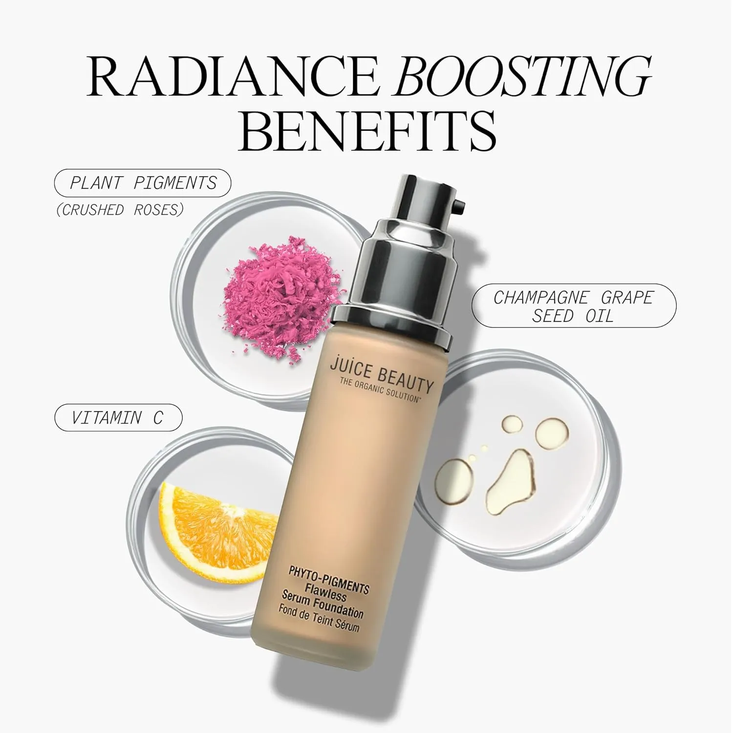 Juice Beauty Phyto-Pigments Flawless Serum Foundation - 08 Cream - 30 mL - Medium-to-Full, Long-Lasting Coverage - Reduces Look of Wrinkles   Pores - Vegan, Cruelty Free