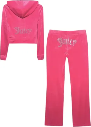 Juicy Couture Women's Bling Velour Tracksuit (US, Alpha, Medium, Regular, Regular, Bubblegum)