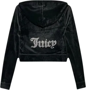 Juicy Couture Women's Plus Size Bling Velour Hoodie (US, Alpha, 0X, Plus, Regular, Black)