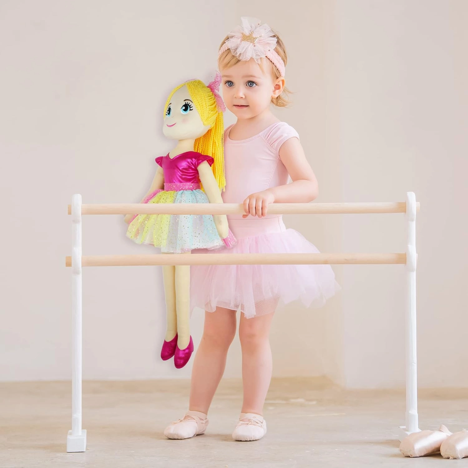 June Garden 30" XL Ballerina Princess Polina - Stuffed Plush Life Size Soft Doll - Pink Outfit - Gift for Toddlers and Little Girls