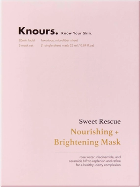 Knours - Sweet Rescue Nourishing Mask | Rose Water Toning Mask Hydrating Rejuvenating Age-defying Facial Nourishing Sheet Mask - EWG Verified Clean Beauty (5 ct)