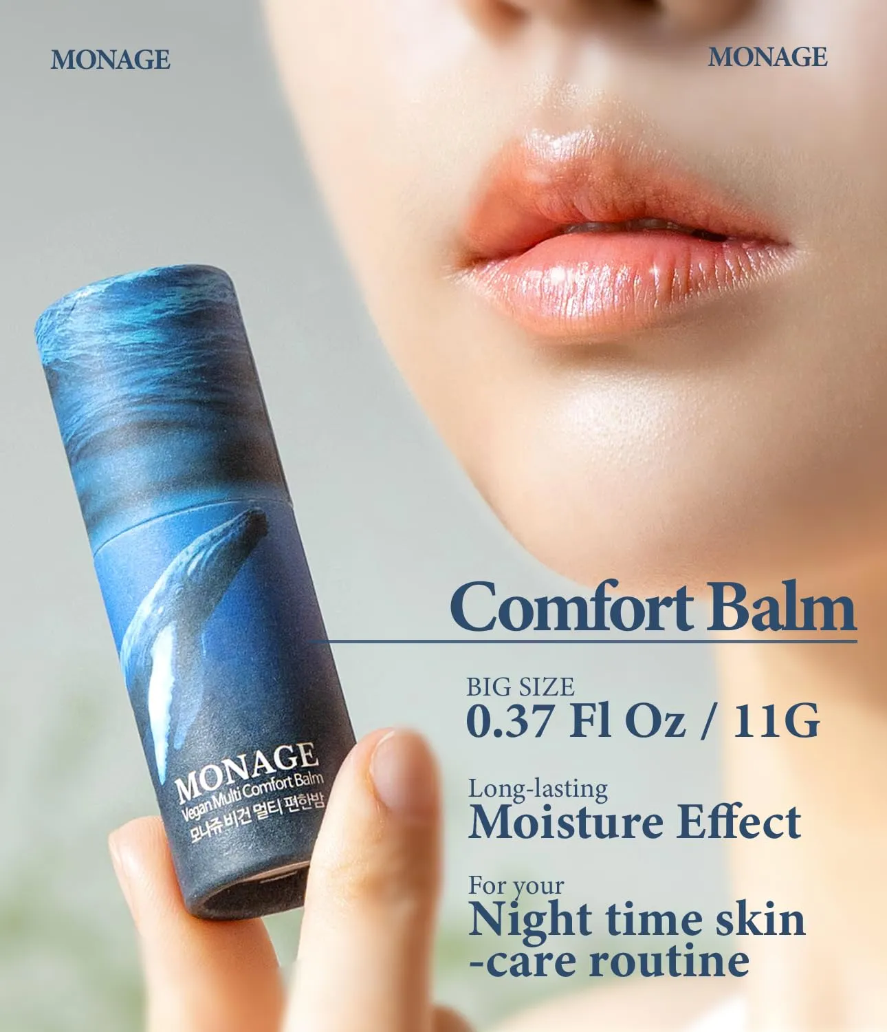 Korean Beauty & Nourishing & Moisturizing Lip Care Made from 100% Natural Ingredients, Organic Moisturizer for Dry, Cracked Lips & Skin, Long-lasting Lip Balm, Comfort, 0.38 Ounce