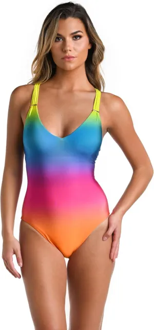 La Blanca Women's Over The Shoulder One Piece Swimsuit