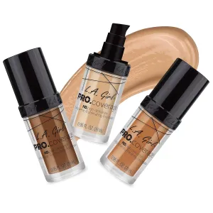 L.A. Girl Pro Coverage Liquid Foundation, Warm Caramel, 0.95 Fl Oz (Pack of 2)