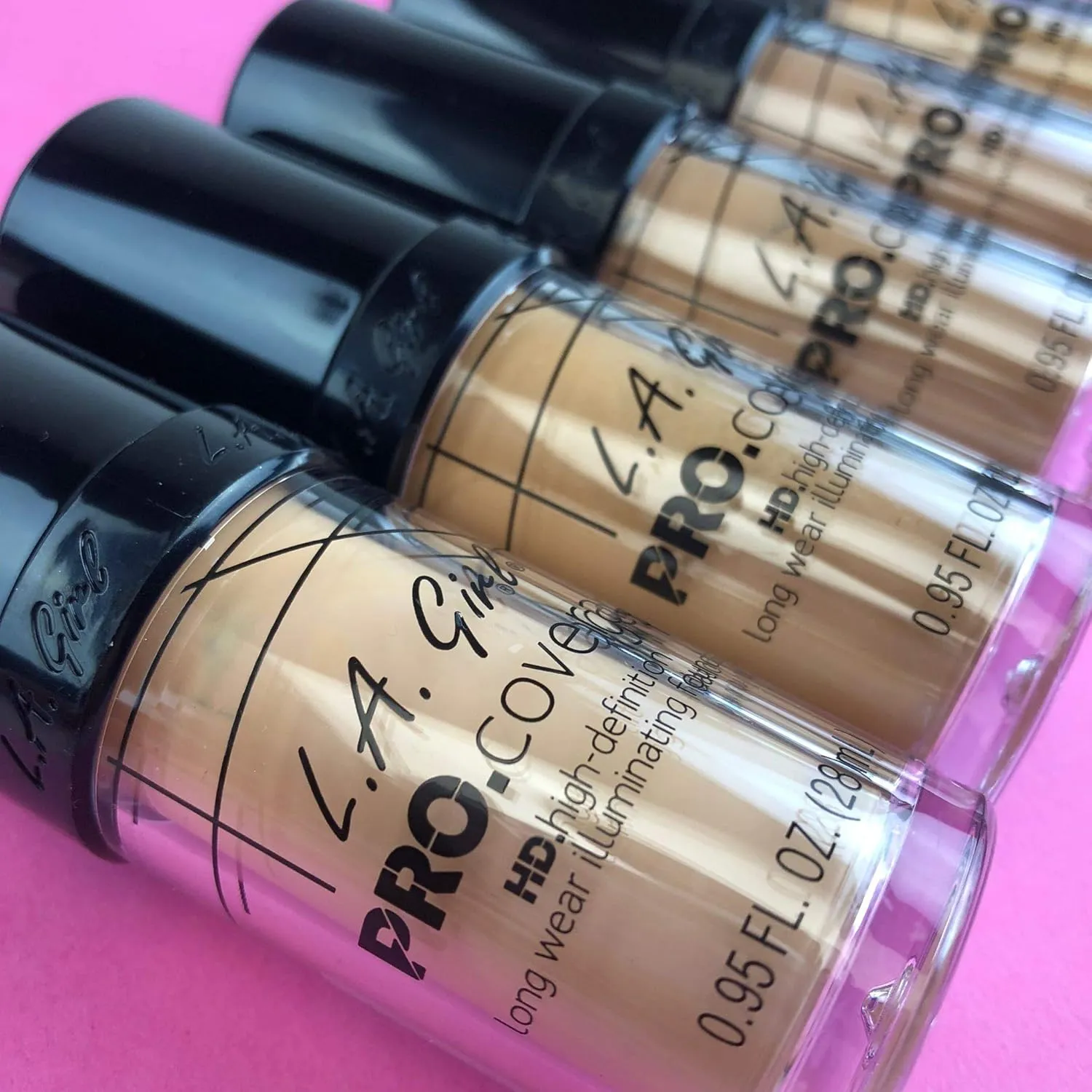 L.A. Girl Pro Coverage Liquid Foundation, Warm Caramel, 0.95 Fl Oz (Pack of 2)