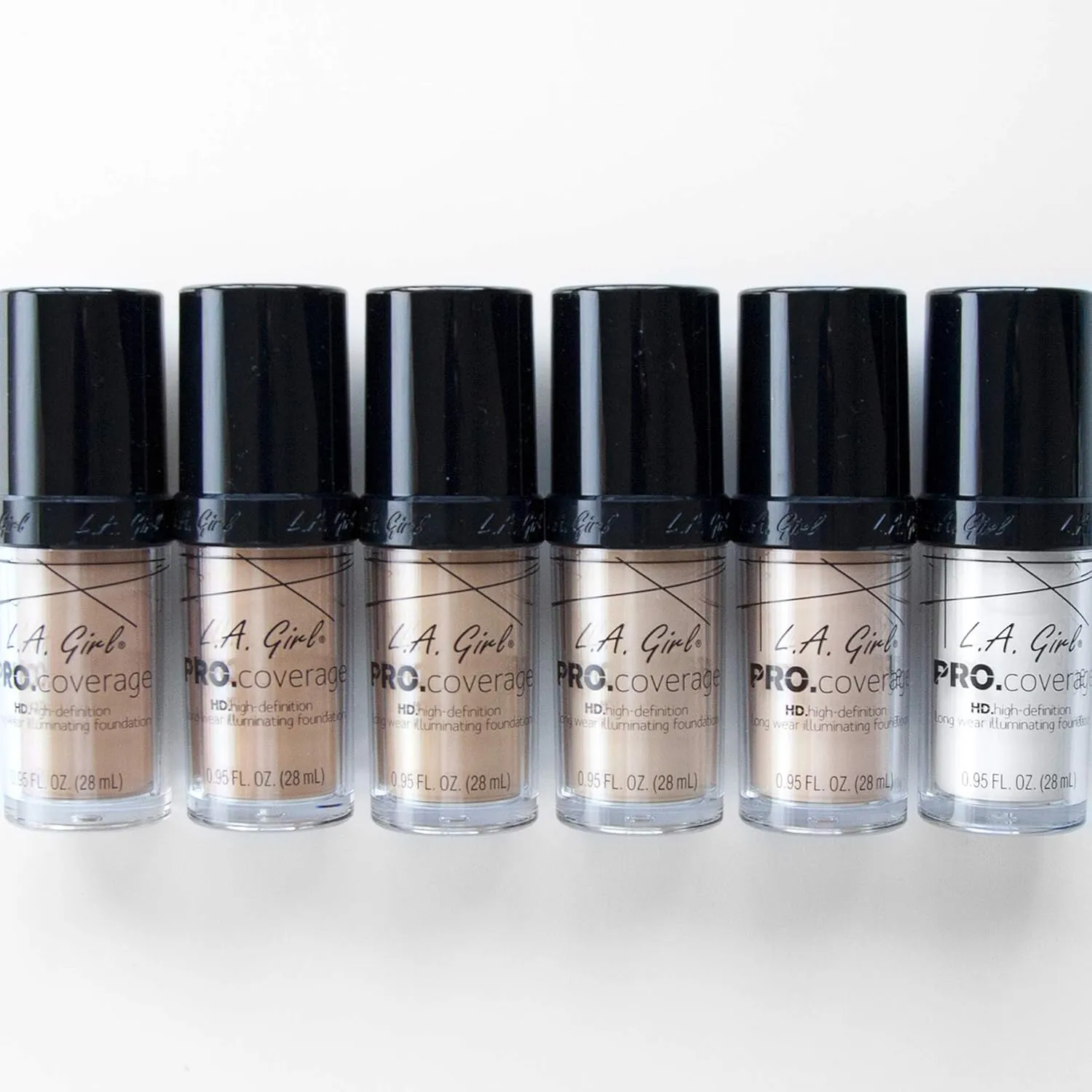 L.A. Girl Pro Coverage Liquid Foundation, White, 0.95 Fl Oz (Pack of 5)